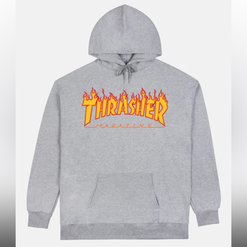 Thrasher Flame Hoodie in Grey